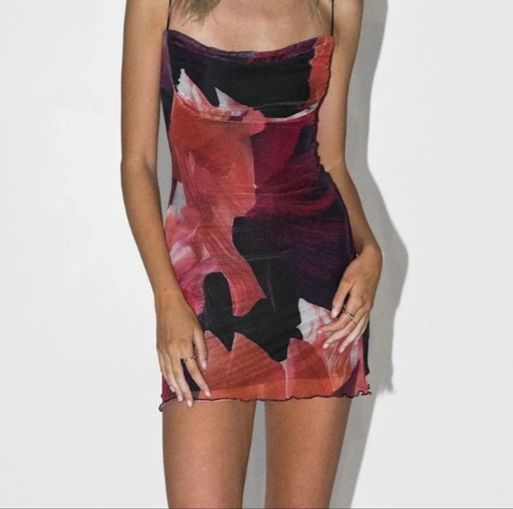 Princess Polly Sugar Vibrant Red and Black Mini Dress